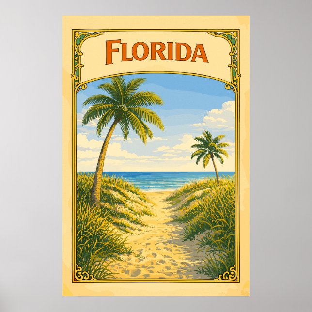 Florida Strandstig Vintage Poster (Framsidan)