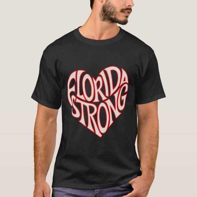 Florida Strong Heart State Pride Tygraphy T Shirt  (Framsida)