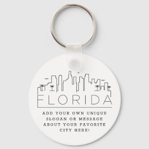Florida Stylied Skyline Anpassningsbar Slogan Nyckelring