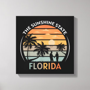 Florida Summer Beach Vintage Sunset Canvastryck