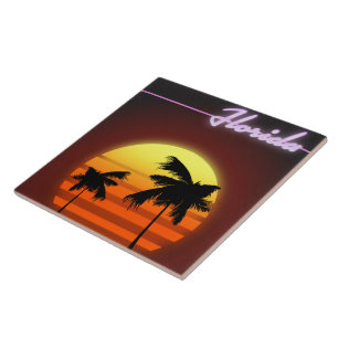 Florida Sunset 1984 poster Kakelplatta