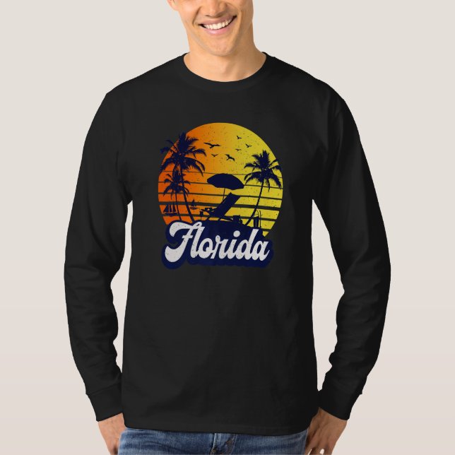 Florida Sunset Beach Retro Premium T Shirt (Framsida)