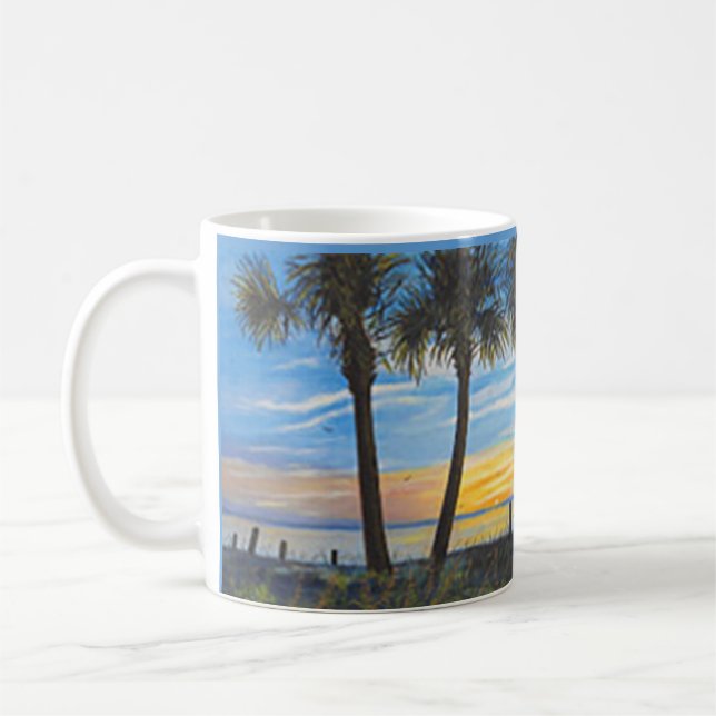 FLORIDA SUNSET HANDFLATAN TRÄD COFFEE MUGG (Vänster)