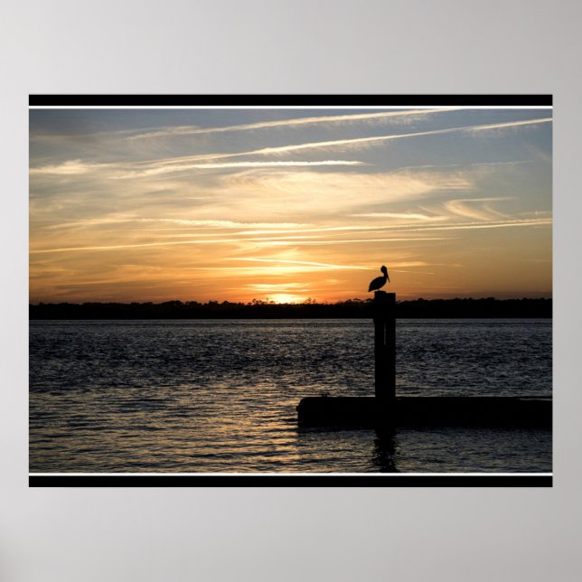 Florida Sunset med Pelican Poster (Framsidan)