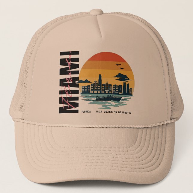 Florida Sunset Skyline Retro Miami Beach Keps (Framsida)