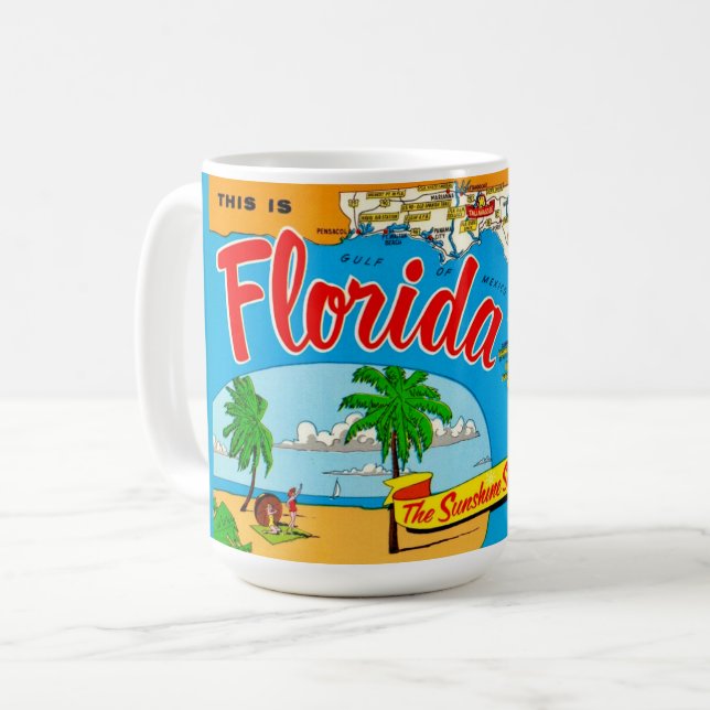 Florida Sunshine-karta vykort mugg (Framsida vänster)