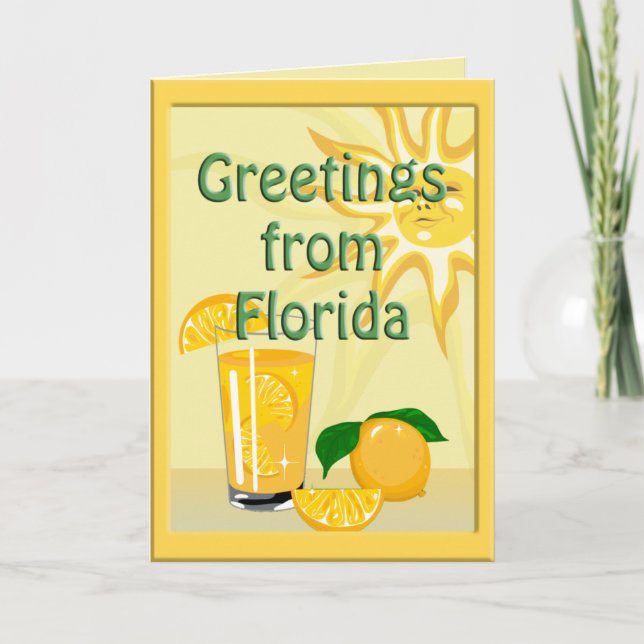 Florida Sunshine & Orange Hälsning Card Kort (Framsida)