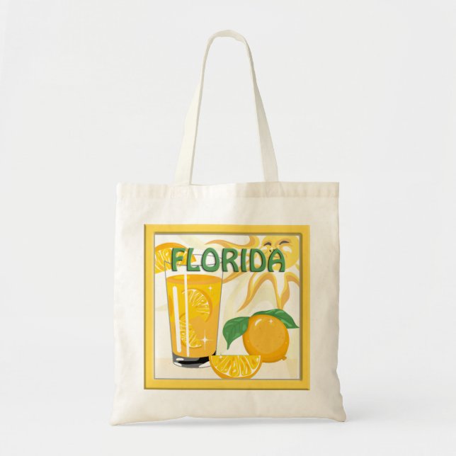 Florida Sunshine & Oranges Tote Bag Tygkasse (Framsidan)