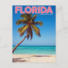 Florida Sunshine State Palm Tree Beach Tropical Vykort