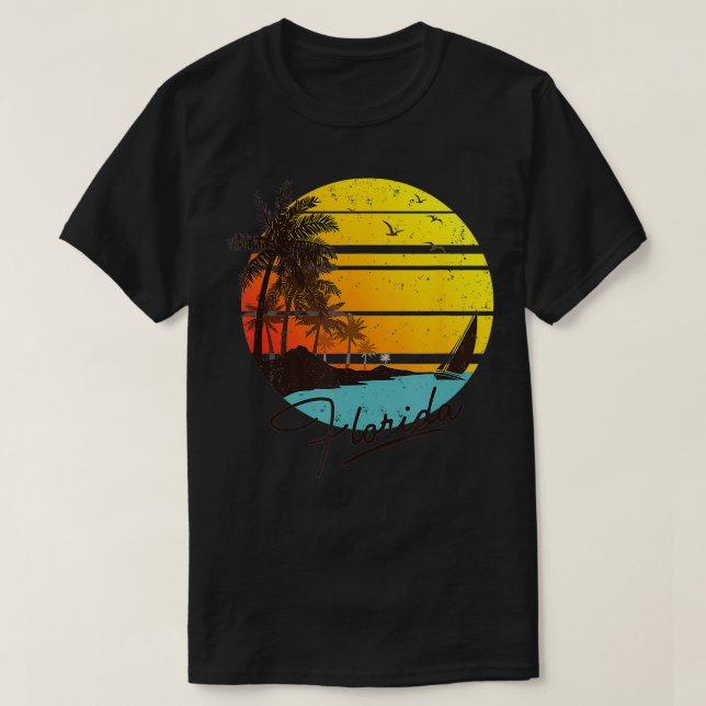 Florida Sunshine State Retro Summer Tropical Beach T Shirt (Design framsida)