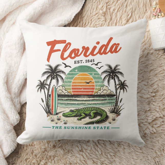 Florida, Sunshine State - Sunset Beach Scene Kudde (Filt)