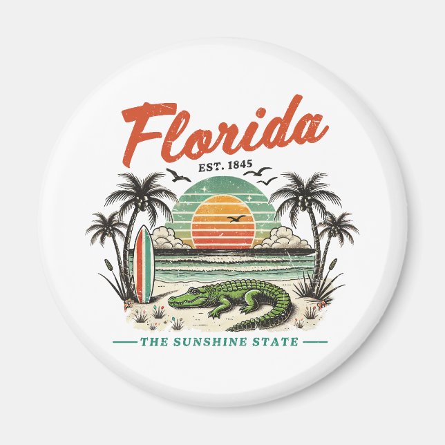Florida, Sunshine State - Sunset Beach Scene Magnet (Framsidan)