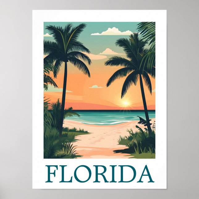 Florida Sunshine State – Tropical Beach Paradise Poster (Framsidan)