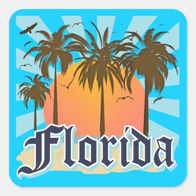 Florida Sunshine State USA Fyrkantigt Klistermärke (Framsida)