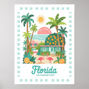 Florida Sunshine State USA Summer Travel Poster