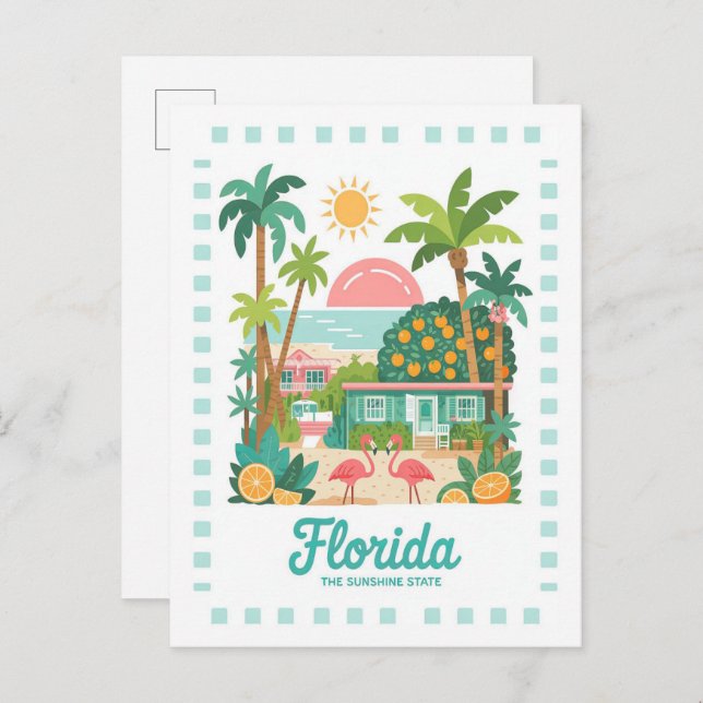 Florida Sunshine State USA Summer Travel Vykort (Fram/baksida)
