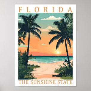 Florida Sunshine State USA Travel Ställe Poster