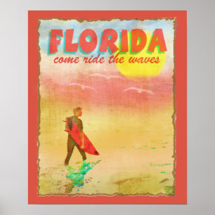 Florida Surfer Vintage Stil Poster