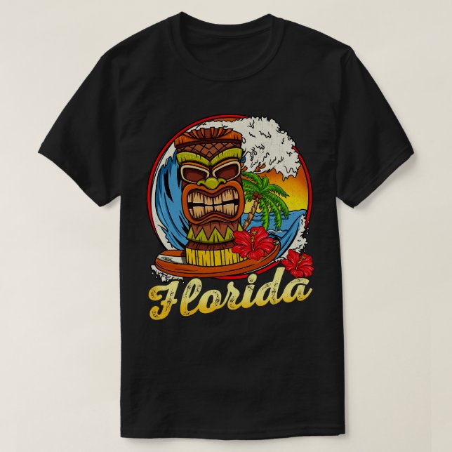 Florida Surfing Surfer Surfa Hawaii Stil Retro Vin T Shirt (Design framsida)