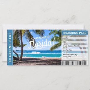 Florida Surprise Resa Boarding Pass Gift Biljett