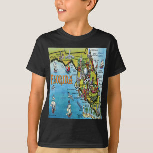 Florida Tecknad Karta T-shirt
