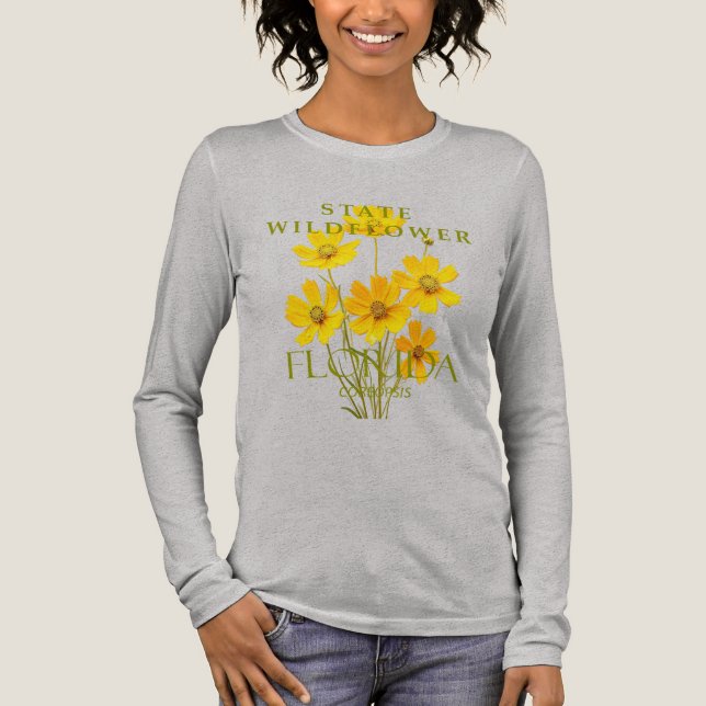 Florida Territory Coreopsis Wildflower Design T Shirt (Framsida)