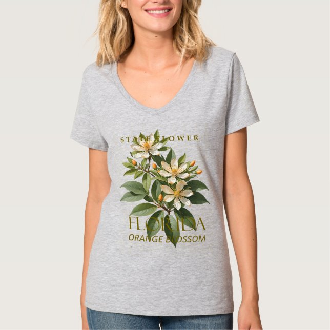 Florida Territory Flower Orange Blossom Design T Shirt (Framsida)