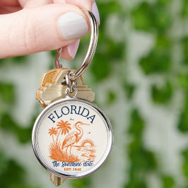Florida The Sunshine State – Beach & Palms Design Rund Silverfärgad Nyckelring