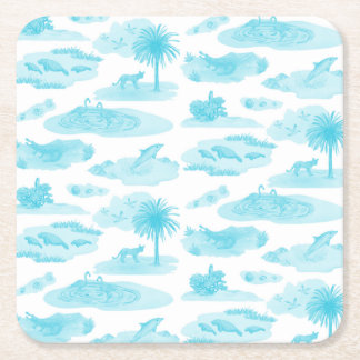 Florida Toile Coaster (Turquoise) Underlägg Papper Kvadrat