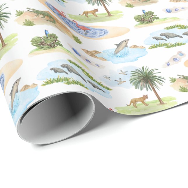 Florida Toile (originalfärger)  Presentpapper (Rullad Hörn)