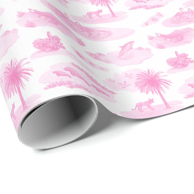 Florida Toile (Pink)  Presentpapper (Rullad Hörn)