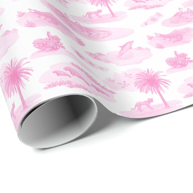 Florida Toile (Rosa)  Presentpapper (Rullad Hörn)