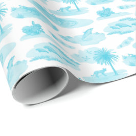 Florida Toile (Turquoise) Wrapping Paper Presentpapper