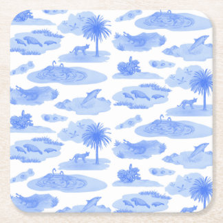 Florida Toile Underlägg (Cornblomma Blue) Papper Kvadrat