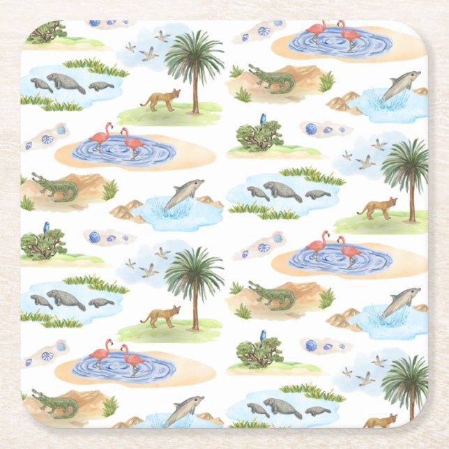 Florida Toile Underlägg (Original Färg) Papper Kvadrat (Framsidan)