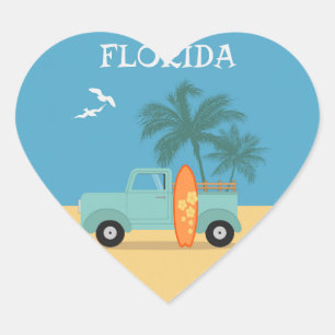 Florida:Travel Heart Sticker Hjärtformat Klistermärke