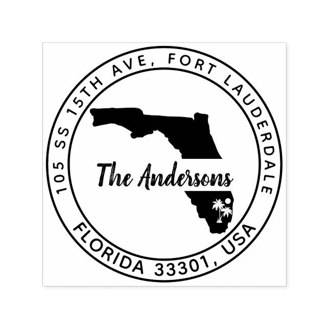 Florida Tropical Handflatan Träd Returadress Självfärgande Stämpel (Design)