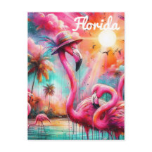 Florida Tropical Rosa Flamingos Handflatan Träd So