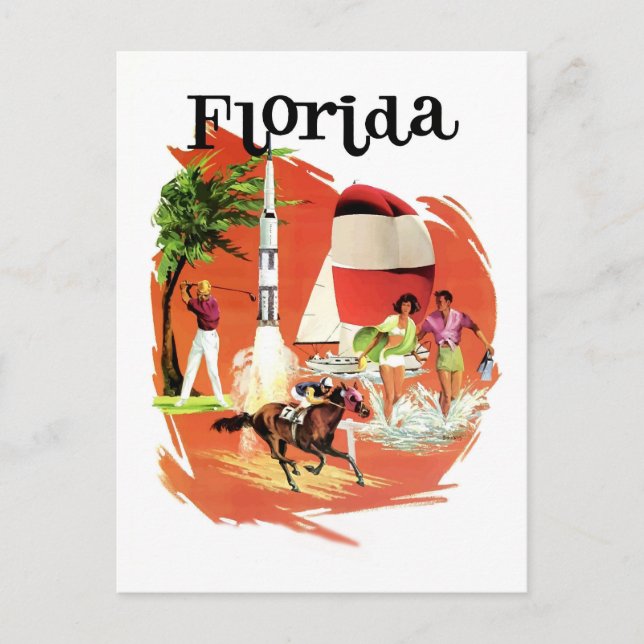 Florida, turistattraktioner, vintage resor vykort (Framsida)
