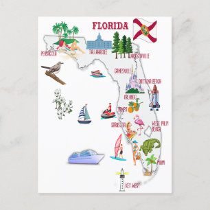 Florida-turisten karta med landmärken vykort