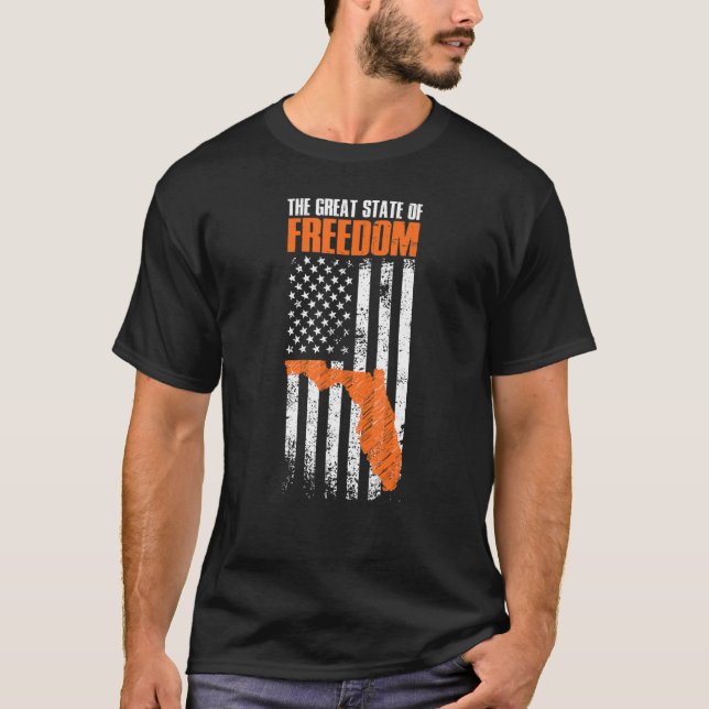Florida Underbar State of Freedom American Flagga T Shirt (Framsida)
