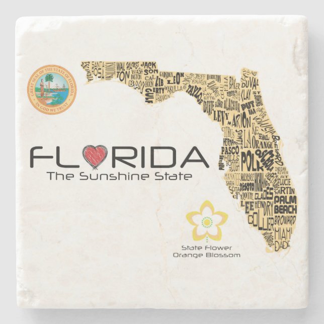 Florida underlägg den statliga kartan med alla (Framsidan)