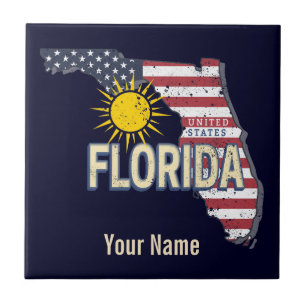 Florida United Stater Retro Karta Vintage USA Kakelplatta