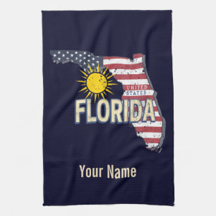 Florida United Stater Retro Karta Vintage USA Kökshandduk