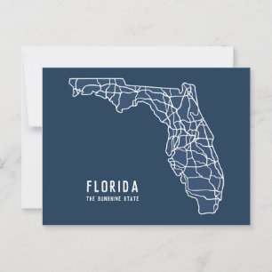 Florida US delstatskarta - Sunshine State-karta Vykort