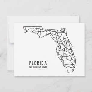 Florida US delstatskarta - Sunshine State-karta Vykort