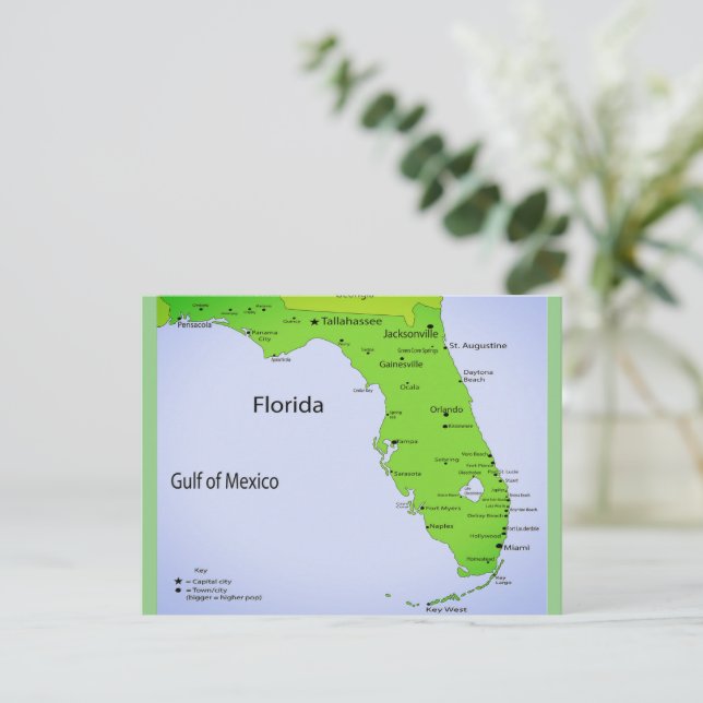 Florida USA Karta Helg Vykort (Stående Fram)