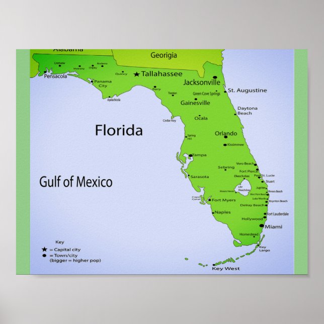 Florida USA Karta Poster (Framsidan)