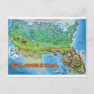 Florida USA Karta Vykort