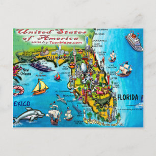 Florida USA-kort Vykort